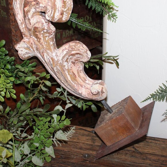 Chippy VTG 16" Rustic Wood & Iron Architectural Salvage Relic Statuary Finial - Picture 3 of 11